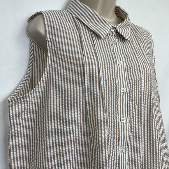 Vici Hampton Shades taupe & white sear sucker sleeveless romper NWT size XL - Picture 3 of 13